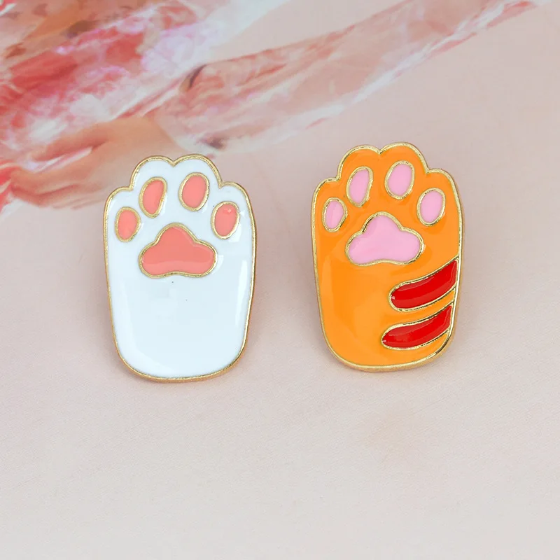 Детская Брошь в виде котенка оранжевого и белого цветов|brooch pins|cartoon broochpins for brooches |
