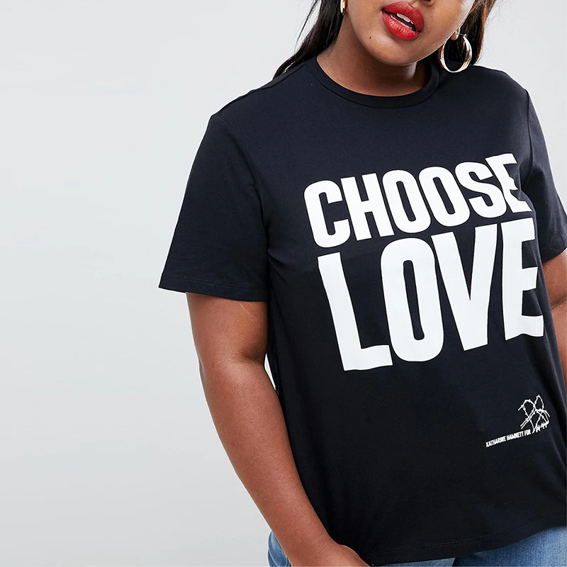 Kissmilk Новая модная футболка для отдыха с круглым воротником и надписью «Choose Love», большие размеры 3XL-7XL, летняя Офисная Женская футболка