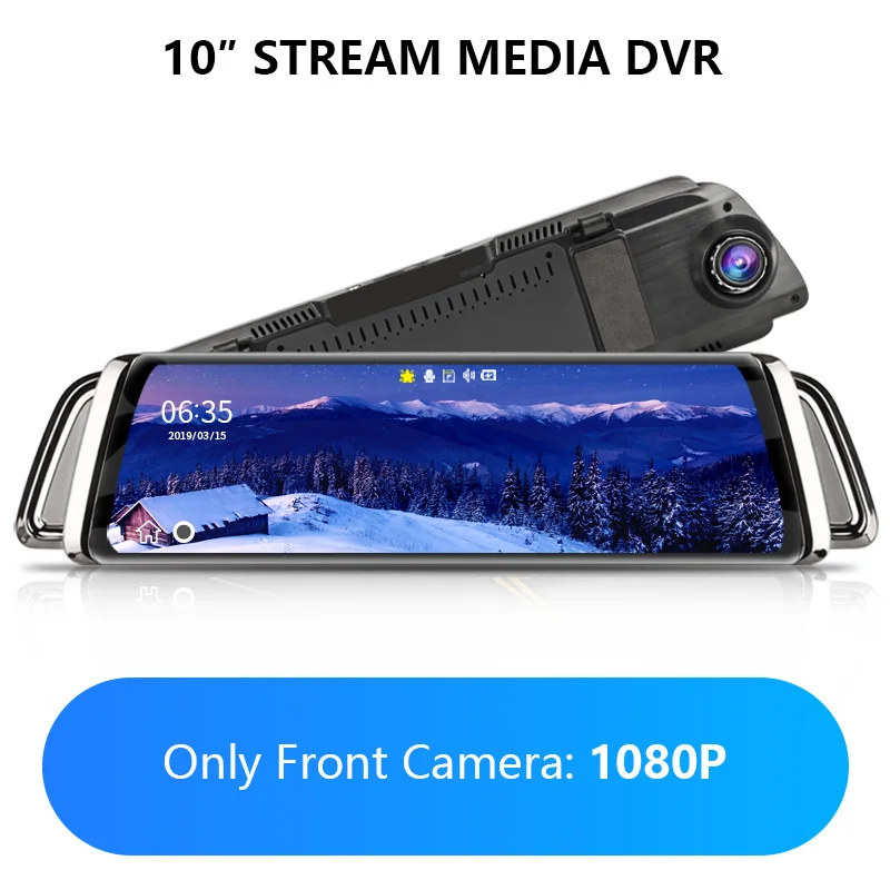 NO Rear camera Зеркало заднего вида, Автомобильный видеорегистратор, авторегистратор, 10 ips сенсорный экран, Full HD 1080 P, Автомобильный видеорегистратор, видеорегистратор, ночное видение - Название цвета: NO Rear camera