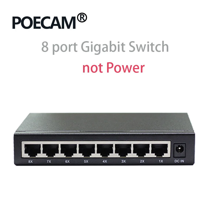 steel no power 8 Порты и разъёмы сети Ethernet коммутаторы для рабочего стола гигабитный коммутатор RJ45 UTP Интерфейс 10/100/1000 Мбит/с по желанию Пластик оболочки стальной чехол - Цвет: steel no power