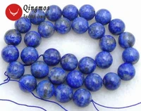 qingmos 12mm round blue natural lapis lazuli gem stone beads for jewelry making jewelry necklace bracelet loose strand 15 los74