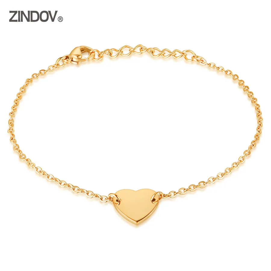 ZINDOV Heart Bracelet Women Rose Gold Stainless Steel Jewelry Simple Ladies Girls Accessory Bracelets 2019 | Украшения и