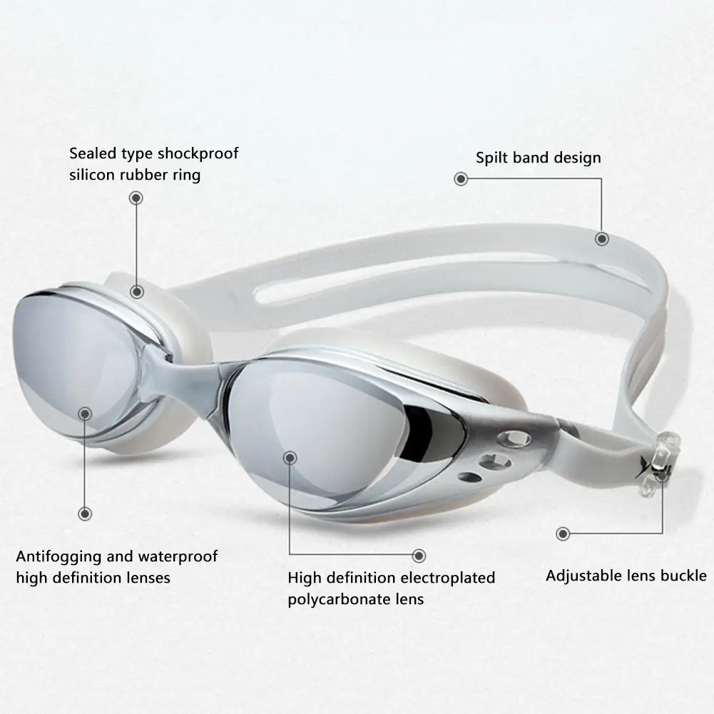 Electroplating Swimming Goggles Big Frame Waterproof Anti Fog Colorful Glasses Black Sliver And Blue Color High Quality | Спорт и