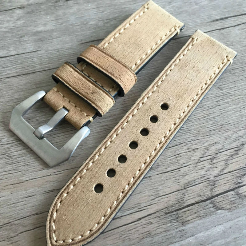 Genuine Leather Watch Band Strap 20mm 22mm 24mm 26mm Men Thick Watchbands Bracelet Belt With Metal Buckle For Panerai Watch