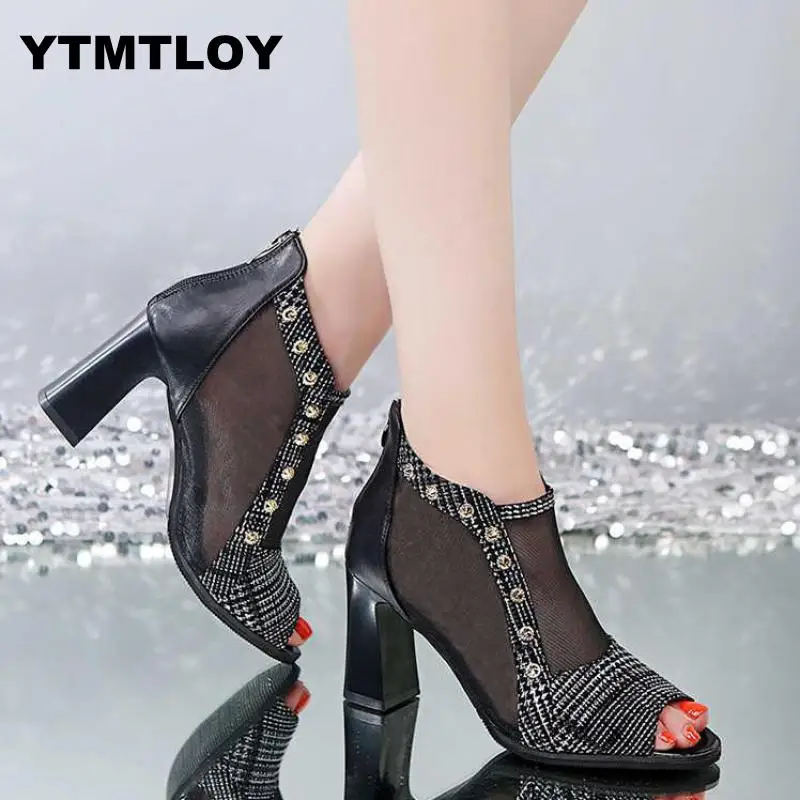 2019 New Women Sandals Patent Leather High Heels Shoes Sexy Pumps Fashion Wedding stiletto Zapatos De Mujer Peep Toe | Обувь