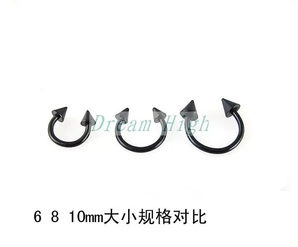 

Wholesale Black Titanium Ear Piercing Eyebrow Ring Lip Rings 316L Surgical Steel Promotional Gift Size Can Choose