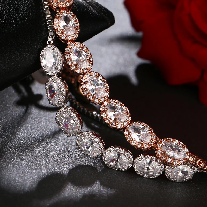 Женский браслет овальной формы с фианитами|bracelet bracelet|bracelet fashionfashion bracelet |