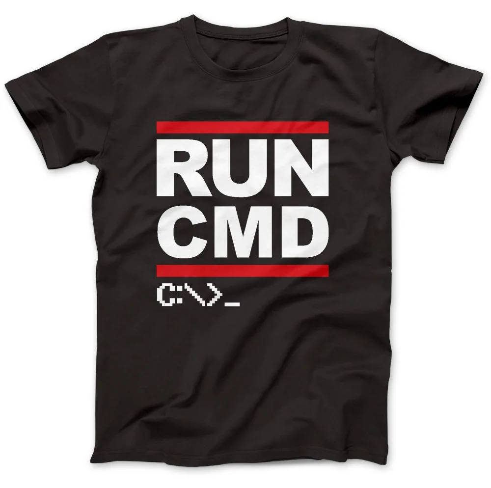 Run CMD программист Футболка 100% хлопок выродок ботаник Забавный подарок|programmer