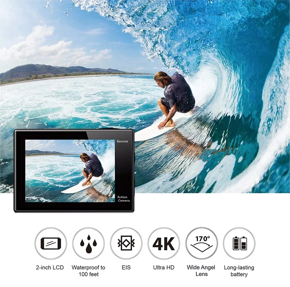 eken H9 H9R экшн Камера со сверхвысоким разрешением Ultra HD, 4K 25fps 1080P 60fps Wi-Fi 2 170D мини для занятий подводными видами Водонепроницаемый шлем Спортивная водоотталкивающая Камера GoPro