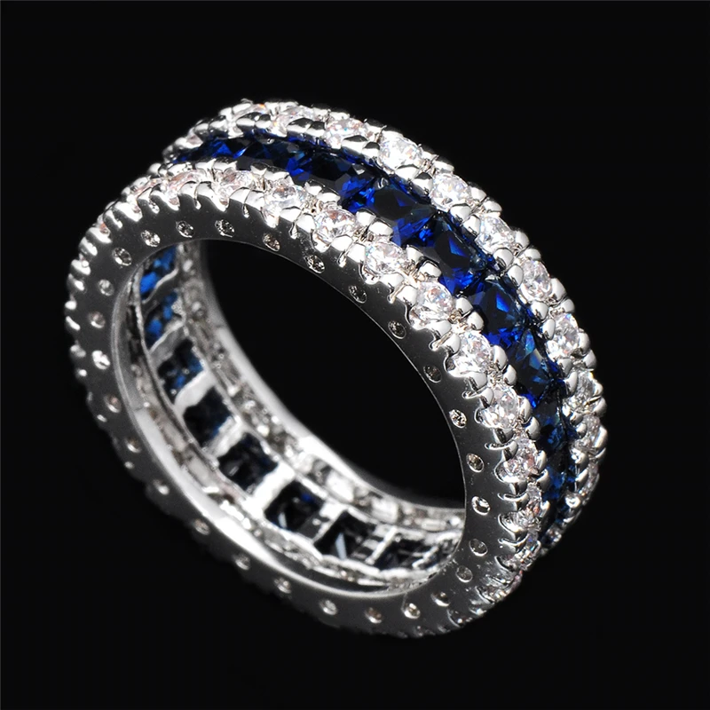 Женское Обручальное кольцо с голубым камнем 10 карат|ring band|ringband clip |