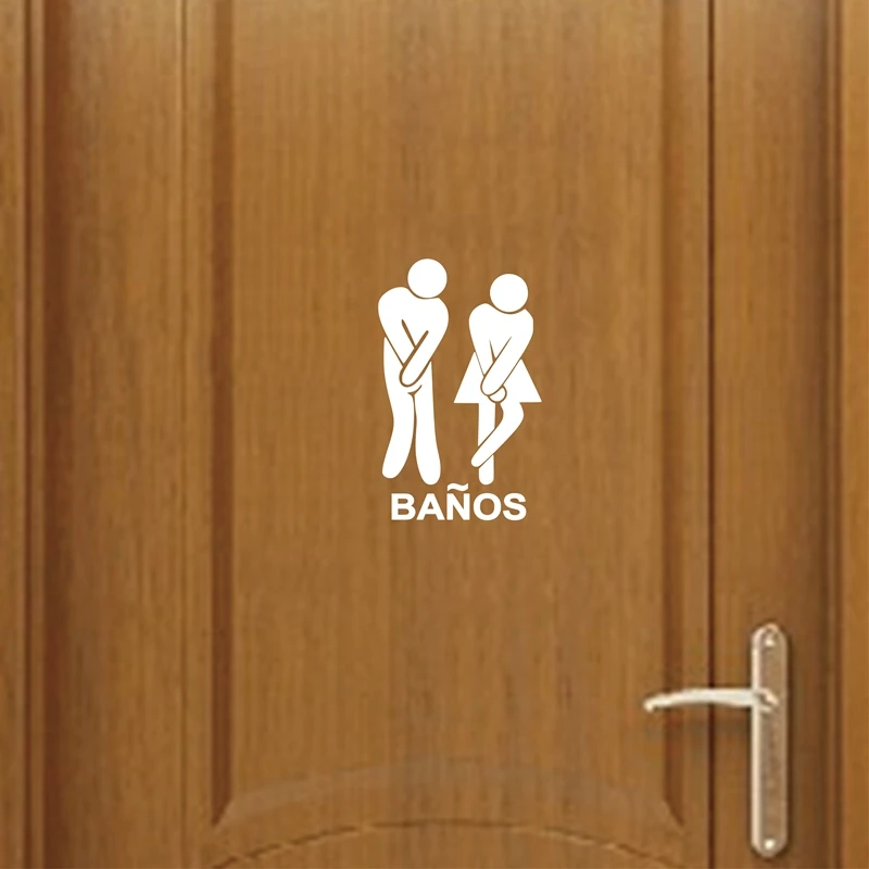 Spanish Version Funny Bathroom Toilet Stickers Banos Sign Vinyl Decal Sticker For Door Decor | Дом и сад