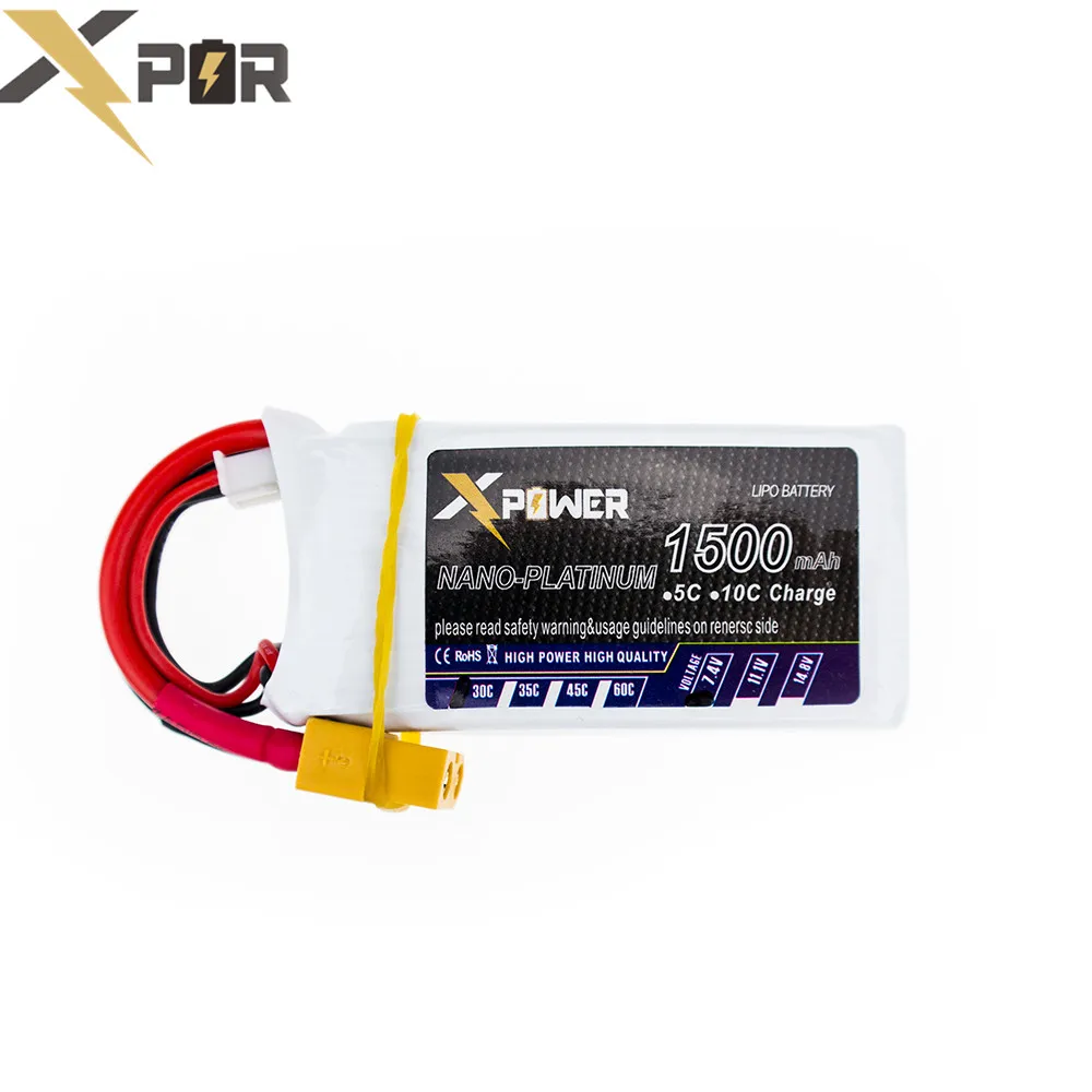 Аккумулятор Xpower 2 шт. 7 4 В 1500 мАч 30C 2S XT60/T Lipo батареи для WLtoys 12428 Wing Z84 батарея дрона VS