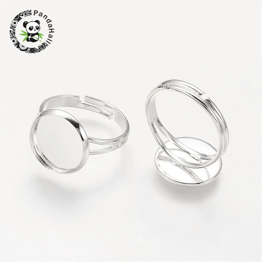 

Brass Pad Ring Bases, Adjustable, Silver Color, Tray: 12mm, Inner Diameter: 17mm