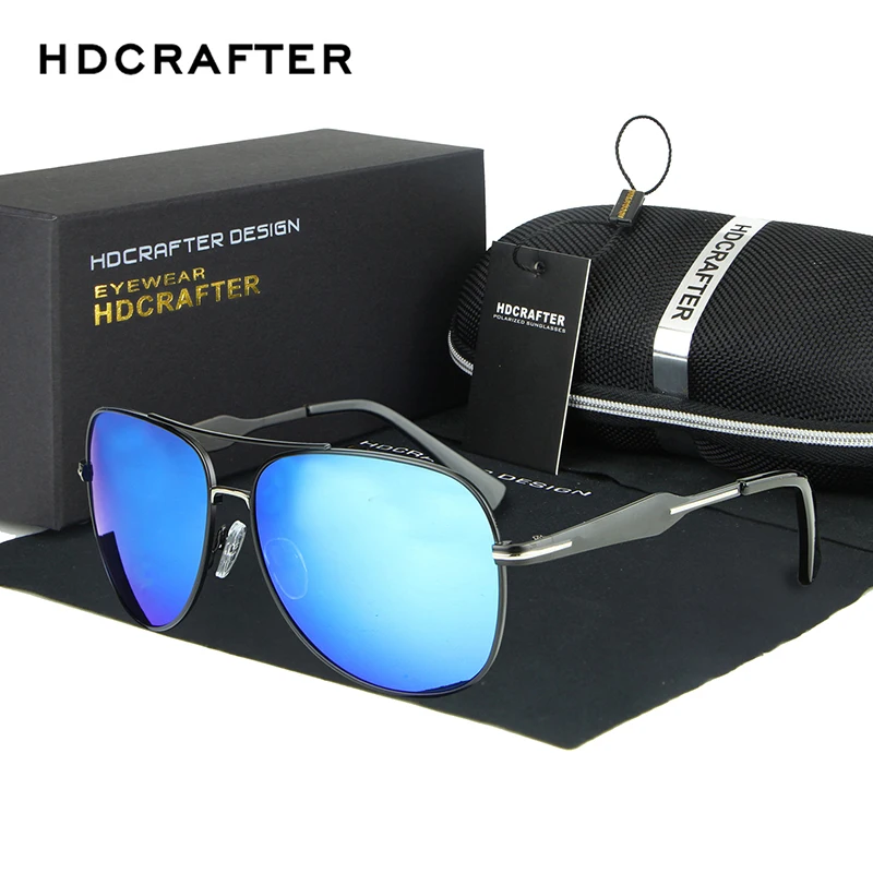 Мужские зеркальные солнцезащитные очки HDCRAFTER крутые поляризационные большие для