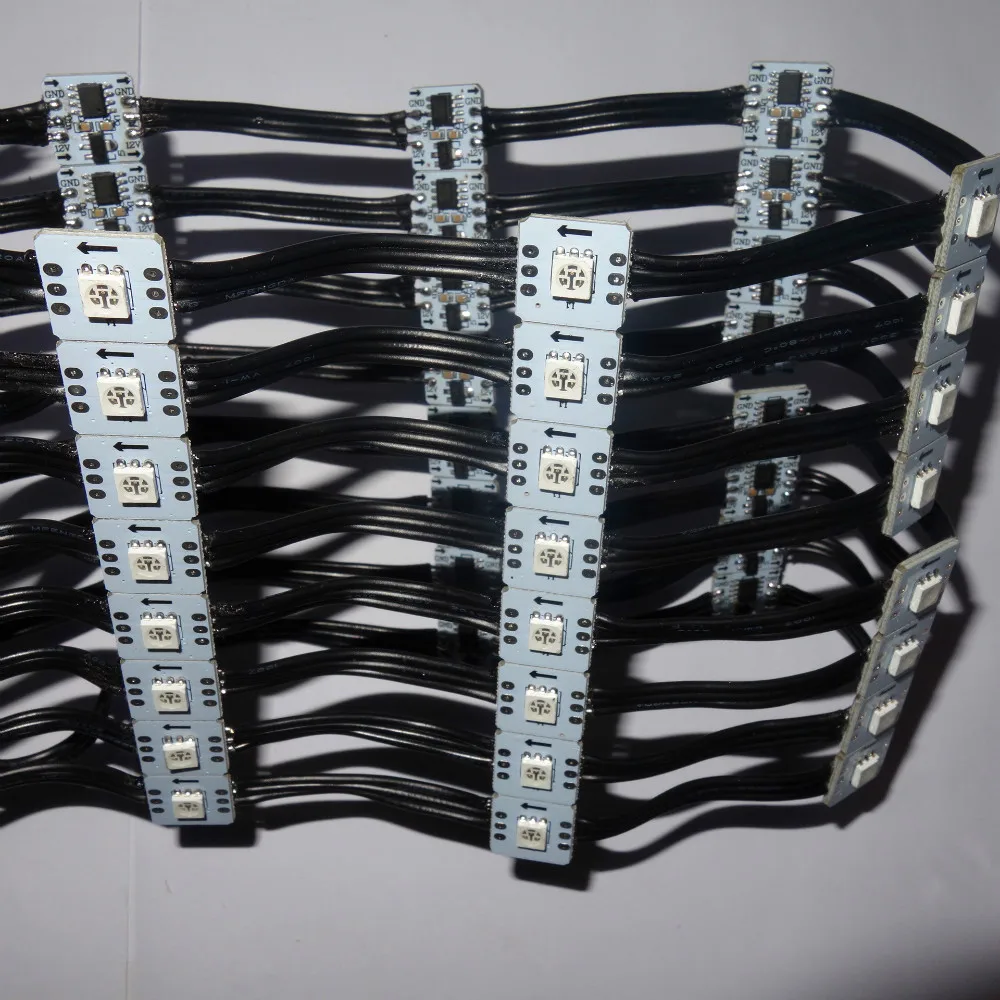 Черная Светодиодная лента WS2811 12 в пост. Тока 5050 SMD 100 шт. нитке черные провода
