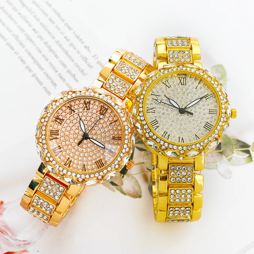 Женские часы с бриллиантами Роскошные Аналоговые кварцевые наручные из