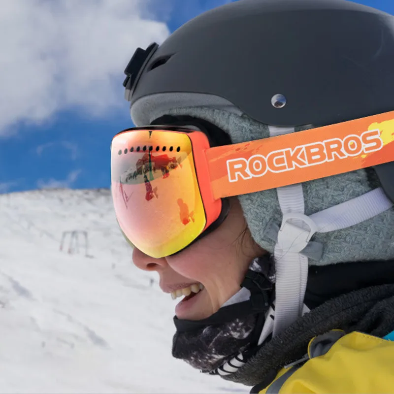 ROCKBROS лыжные очки сноуборд Анти туман ветрозащитные для снега маска снегохода при