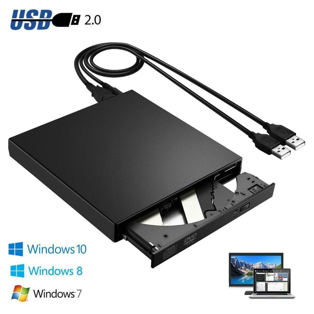 Внешний USB 2 0 DVD RW CD Привод записывающая горелка CD/ROM плеер тонкий Portatil для WINDOWS