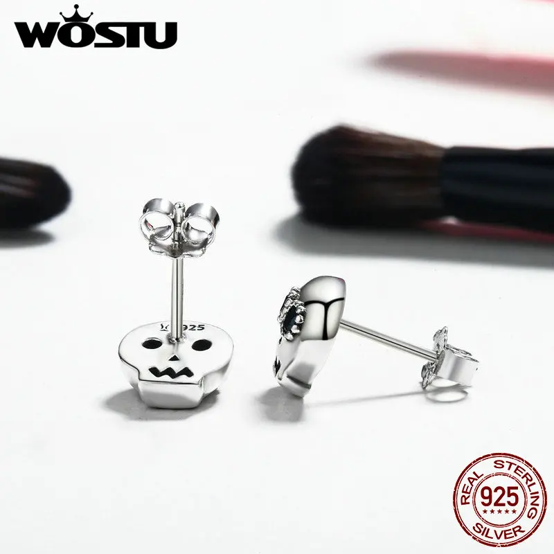 WOSTU 2020 горячая Распродажа 100% Стерлинговое Серебро 925 пробы Хэллоуин Скелет Череп