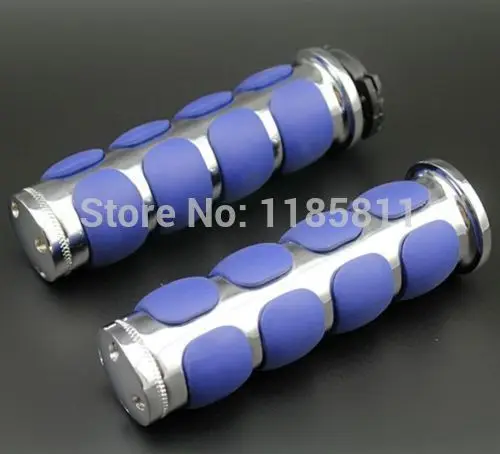 

1" 25mm Motorcycle Handlebar Hand Grips For Harley Honda Yamaha Suzuki Rebel VLX VL 400 800 Shadow Aero Softail Blue And Chrome