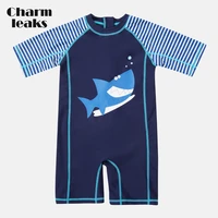 charmleaks one piece baby boys swimwear fish printed rashguard swimsuit child short sleeve rash guard upf 50 cute beach wear
