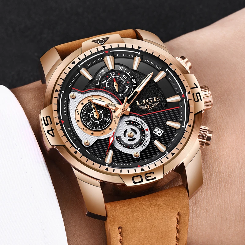 Relogio Masculino LIGE мужские s часы лучший бренд класса люкс золотые наручные деловые