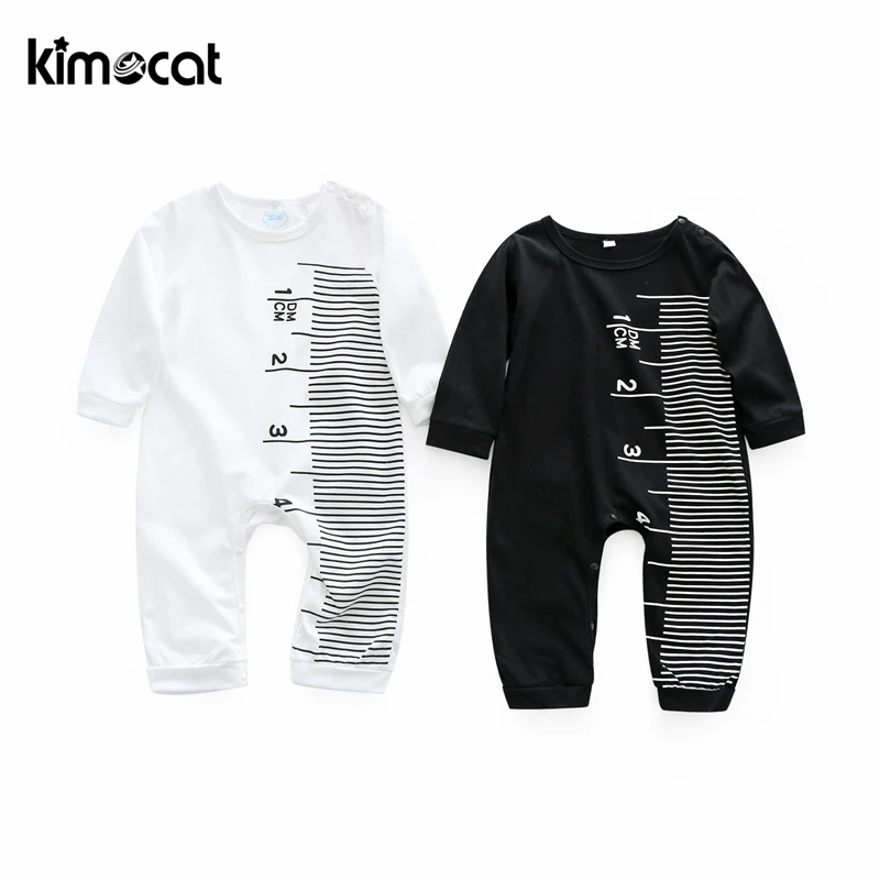 

Kimocat Baby Boy Clothes White&Black Newborn Clothes Baby Cotton Girls Romper Long-Sleeve Baby Product Boys Clothing Jumpsuits