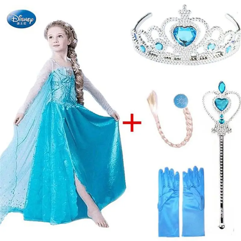 Disney Снежная королева Платья Эльзы аксессуары Холодное сердце платье с принтом