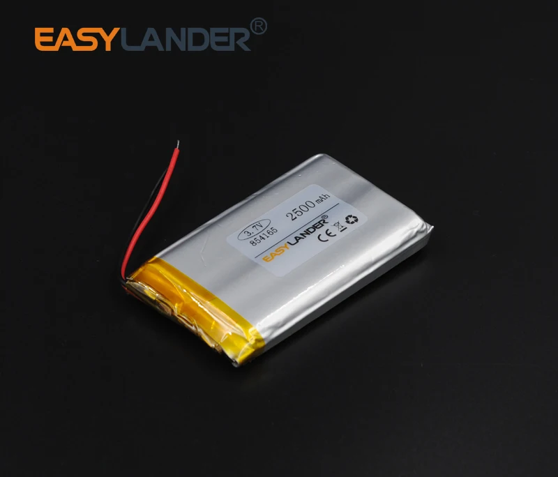 

3 .7V 2500mAh 854165 Rechargeable li-Polymer Li-ion Battery For bluetooth headset GPS PSP PDA MP3 MP4 Mp5 Mobile Phone