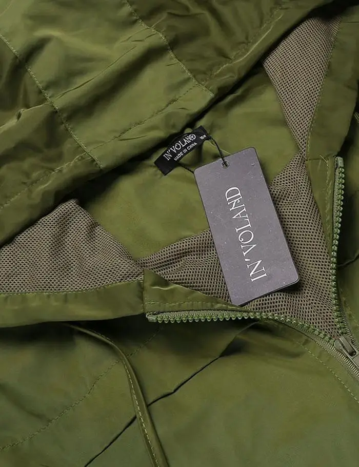 IN'VOLAND, большой размер, XL-4XL, Женская легкая куртка, с капюшоном, на молнии, плащ, свободный, однотонный, Повседневный, водонепроницаемый, пальто большого размера плюс