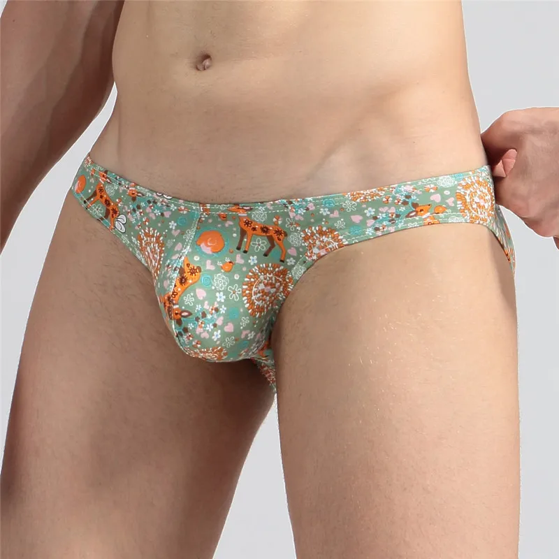 Мужское нижнее белье цветочные шорты с принтом Мужские s трусы Masculina U Pouch мужские