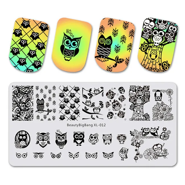 XL-012 BeautyBigBang шаблон для ногтей пластины из нержавеющей стали Симпатичные кошки и собаки шаблон штамповки ногтей пластины прямоугольная печать для ногтей BBB XL-013 - Цвет: XL-012