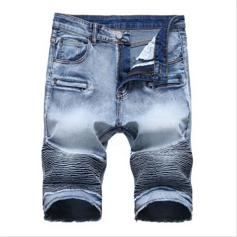 Для мужчин Рваные джинсовые шорты стрейч Slim Fit Мода короткие уличная рваные