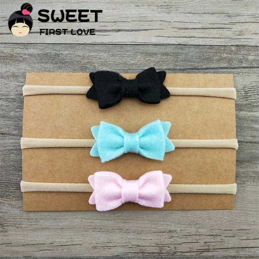 

Lovely Solid Handmade Headband Non-woven Bow Headbands With Soft Elastic Nylon Hair Band Customized Hair Accessories For Girls