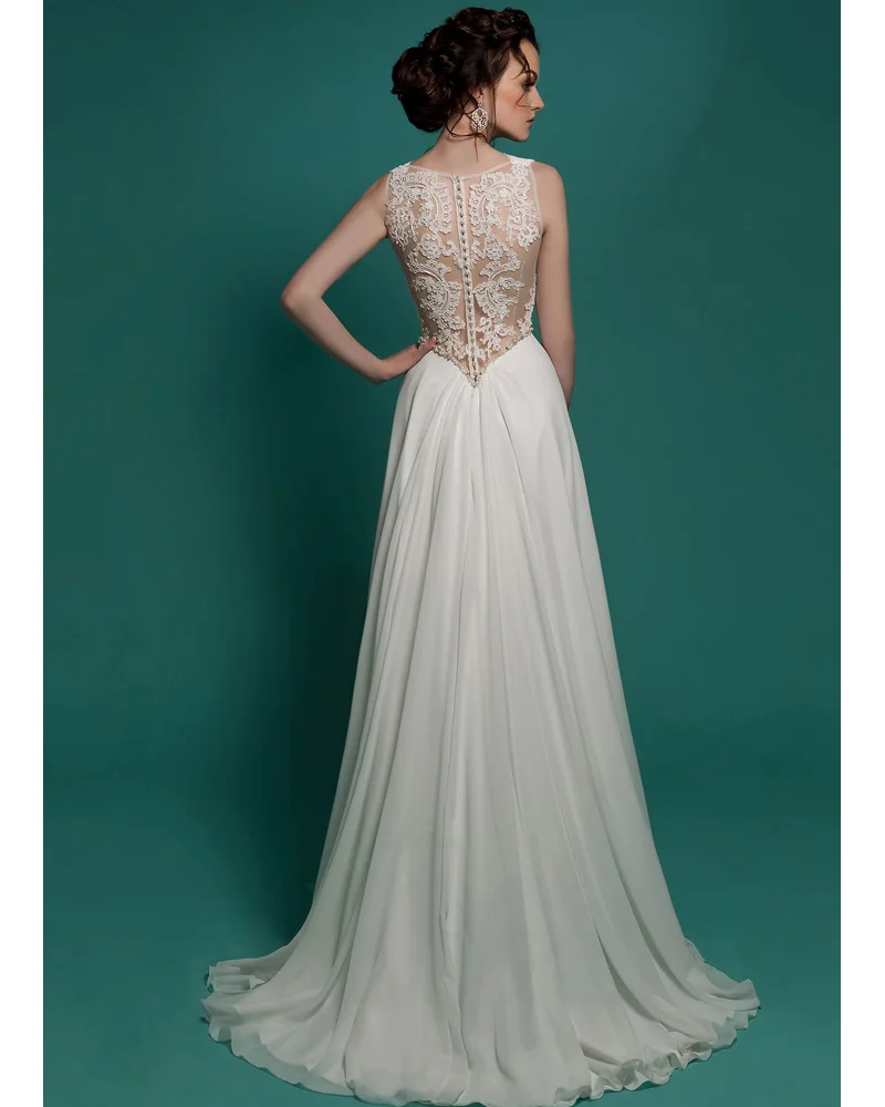 Высокое качество V Шеи Шифон Длинные простой свадебное платье 2017 Китай