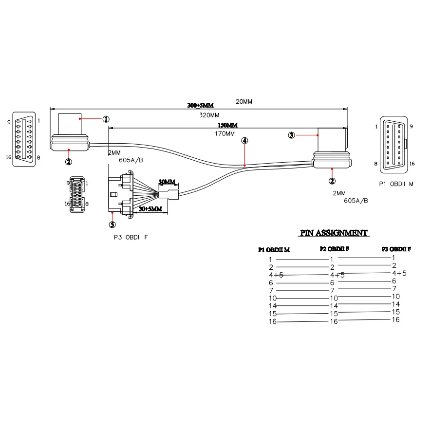 

OBD 2 Male To Dual Female Y Adapter Elbow Flat Thin Extension Cable Snap In Mount For Nissan 96-up GPS Diagnostic