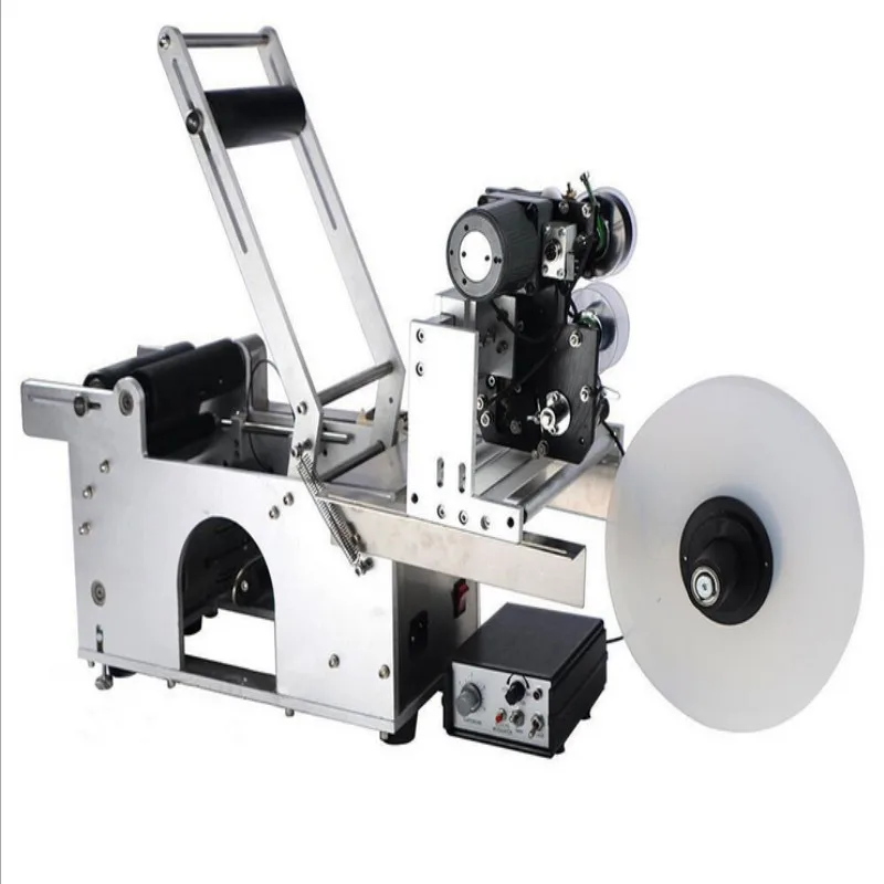 

Newest low price bottle labeling machine with hot stamping code printer