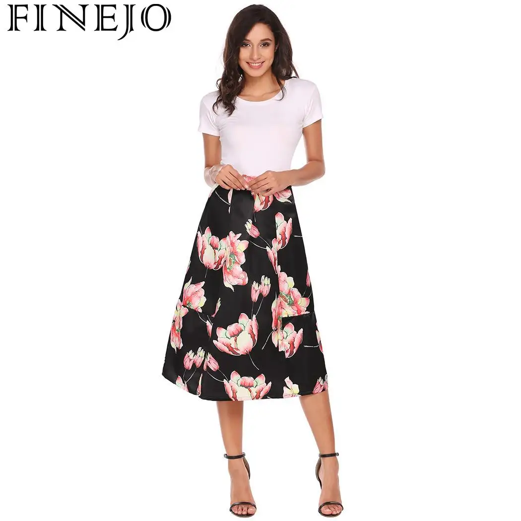 Женские пляжные юбки FINEJO Boho летние плиссированные с высокой талией Повседневные