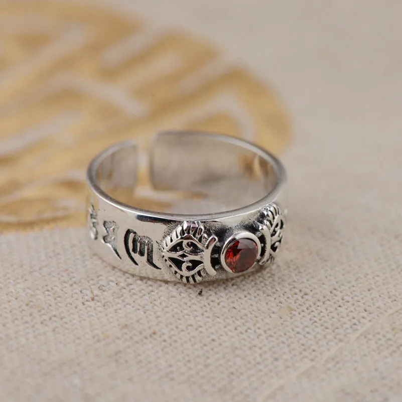 FNJ, Винтажное кольцо с крестом, 925 пробы, серебро, красный циркон, anillos, мужские S925 тайские серебряные кольца для женщин и мужчин, ювелирные изделия