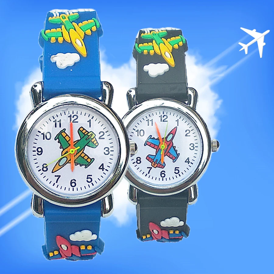 Фото Часы с героями мультфильмов Aircraft модные детские аналоговые кварцевые часы