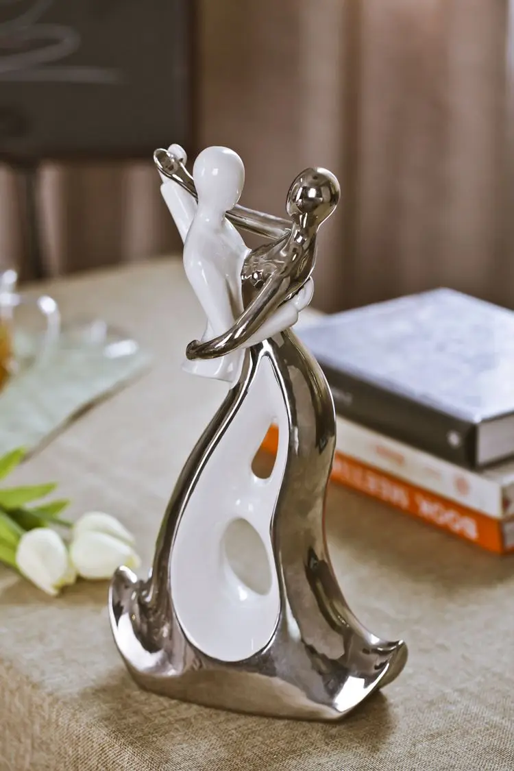 Белые серебряные керамические влюбленные домашний декор украшение для комнаты