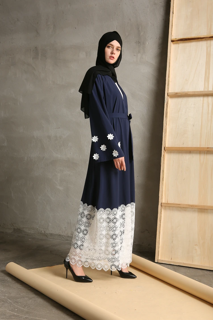 Мусульманское кружевное Макси-платье Abaya кардиган открытое кимоно длинное