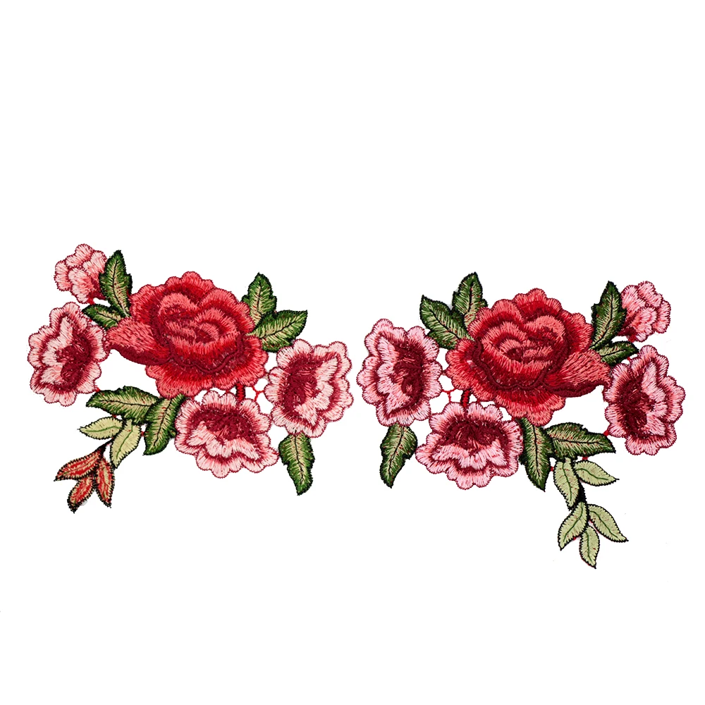 2 шт./компл. Розы Цветочный Воротник патч и милой аппликацией значок вышитая ткань