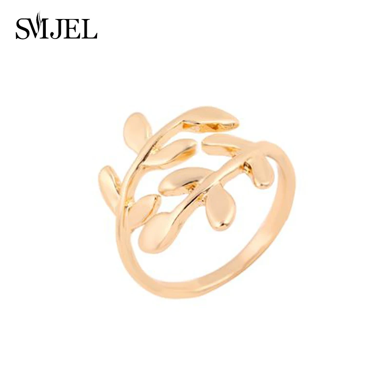 Gold Ring SMJEL модные кольца в стиле панк, кольца со стрелой на кончик пальца для женщин, обручальное кольцо в стиле бохо, регулируемое кольцо с Луной, звездой, растительным листом, ювелирные изделия на палец - Цвет основного камня: Gold Ring