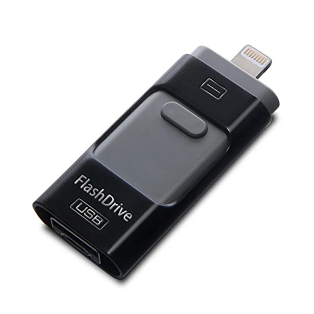USB флешка 128 ГБ, флеш-накопитель USB 3,0 фото палка 3в1 Для iPhone Memory Stick внешнее шифрование хранения USB накопитель(черный 128 г