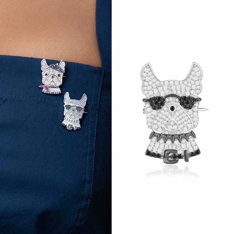 Женская свадебная брошь в виде бульдога из серебра 925 пробы|wedding brooch|chicken broochbrooch