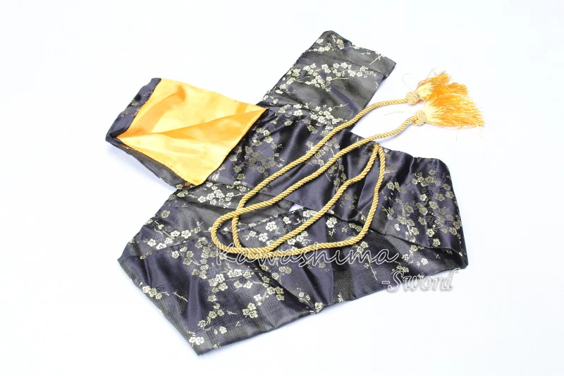 Японский самурайский меч шелковая сумка черного цвета вышитый цветок для катаны