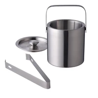 1 3l portable ice bucket whisky wine cooler for beers stainless steel double wall bar accessories with tong 2020 new fashion