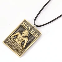 ms jewelry one piece wanted poster necklace law warrant pendant necklace friendship men women anime choker accessories