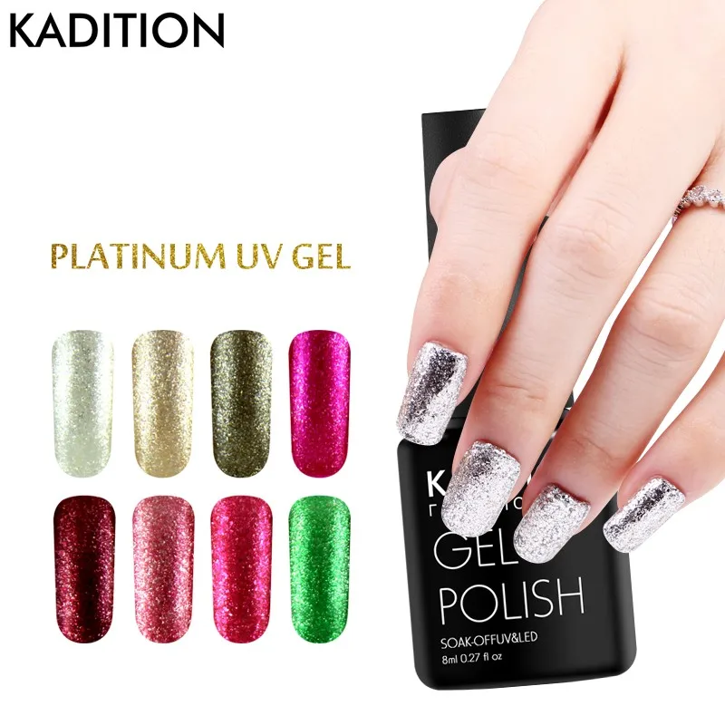 KADITION блеск платины УФ Гель-лак Soak Off Лаки Красочный акриловый гель полу